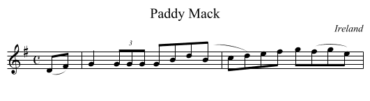 Paddy Mack - staff notation