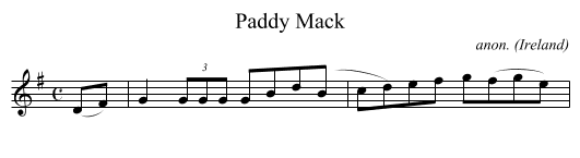 Paddy Mack - staff notation