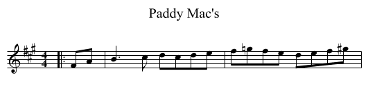 Paddy Mac's - staff notation