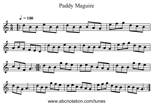 Paddy Maguire - staff notation