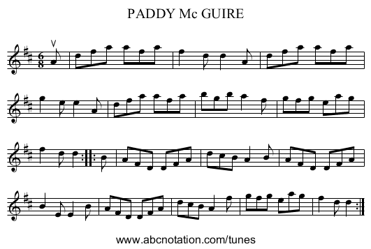 PADDY Mc GUIRE - staff notation