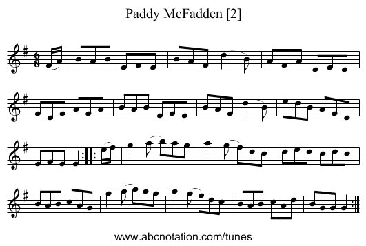 Paddy McFadden [2] - staff notation