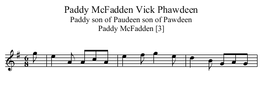 Paddy McFadden Vick Phawdeen - staff notation