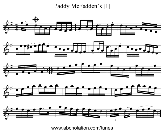Paddy McFadden’s [1] - staff notation
