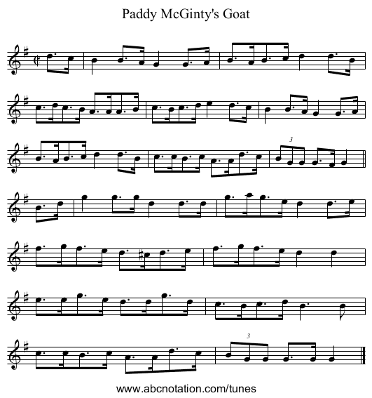 Paddy McGinty's Goat - staff notation