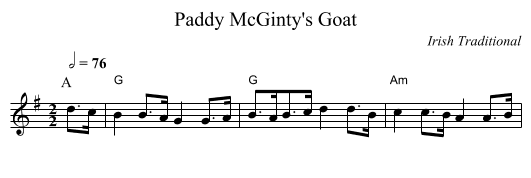 Paddy McGinty's Goat - staff notation