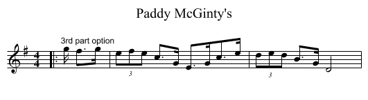 Paddy McGinty's - staff notation
