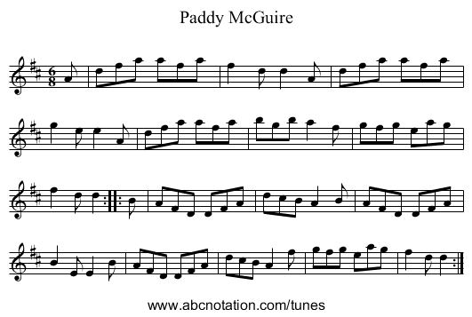 Paddy McGuire - staff notation