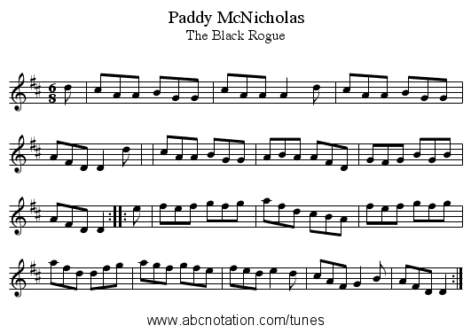 Paddy McNicholas - staff notation