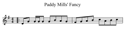 Paddy Mills' Fancy - staff notation