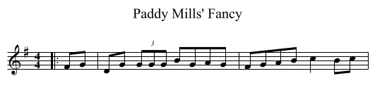 Paddy Mills' Fancy - staff notation