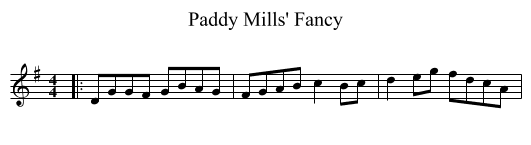 Paddy Mills' Fancy - staff notation