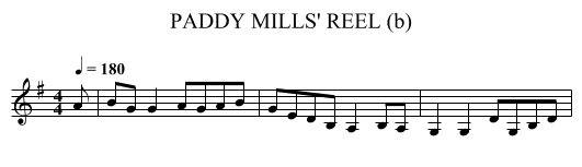 PADDY MILLS' REEL (b) - staff notation
