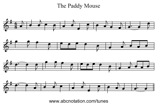 Paddy Mouse, The - staff notation