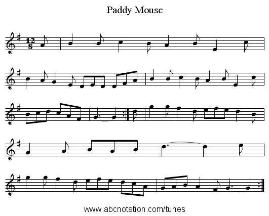 Paddy Mouse - staff notation