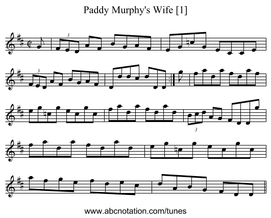 Paddy Murphy's Wife [1] - staff notation