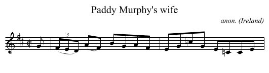 Paddy Murphy's wife - staff notation