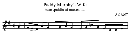 Paddy Murphy's Wife - staff notation