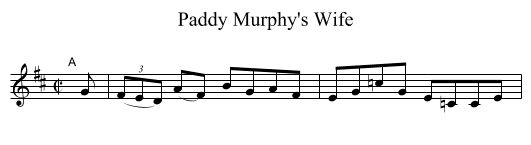 Paddy Murphy's Wife - staff notation