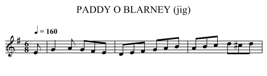 PADDY O BLARNEY (jig) - staff notation