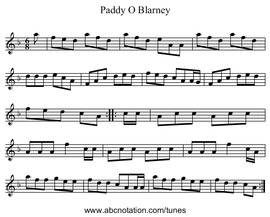 Paddy O Blarney - staff notation