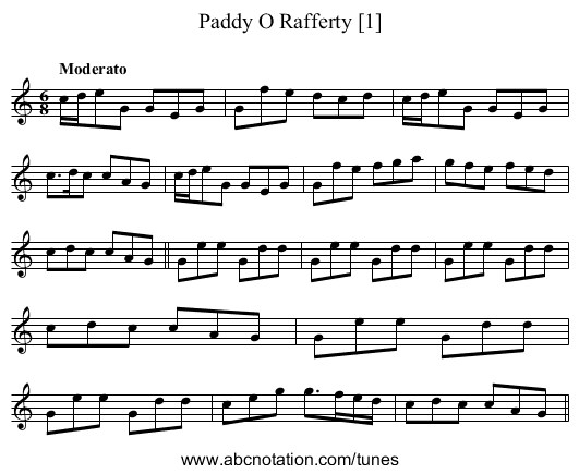 Paddy O Rafferty [1] - staff notation