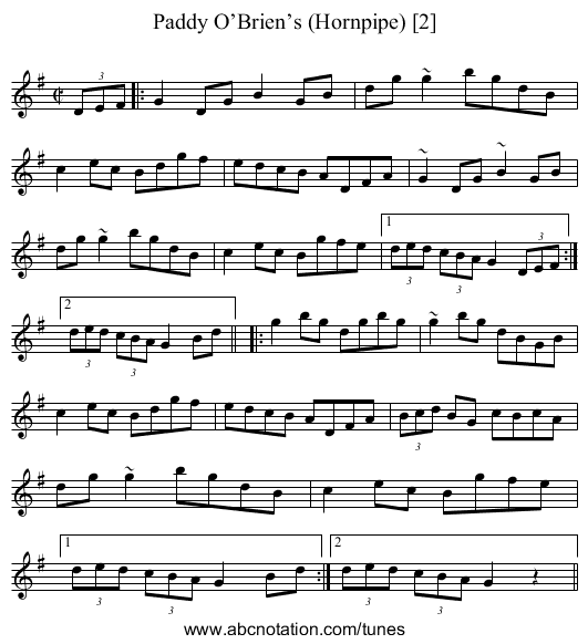 Paddy O’Brien’s (Hornpipe) [2] - staff notation