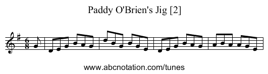 Paddy O'Brien's Jig [2] - staff notation