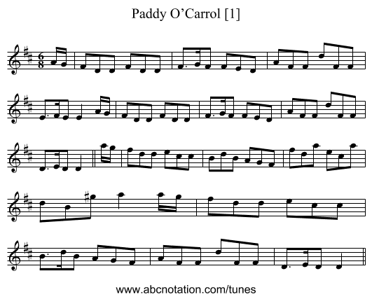 Paddy O’Carrol [1] - staff notation