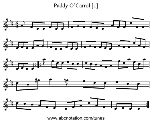 Paddy O’Carrol [1] - staff notation