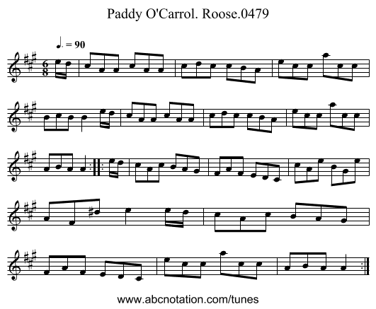 Paddy O'Carrol. Roose.0479 - staff notation