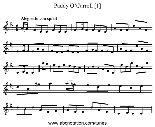Paddy O’Carroll [1] - staff notation