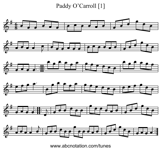 Paddy O’Carroll [1] - staff notation