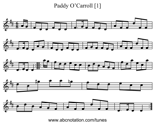 Paddy O’Carroll [1] - staff notation