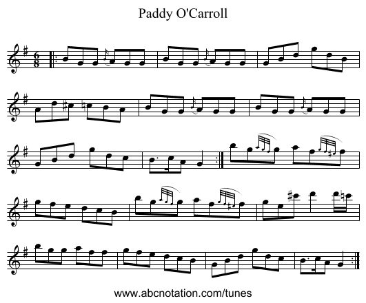 Paddy O'Carroll - staff notation