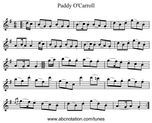 Paddy O'Carroll - staff notation