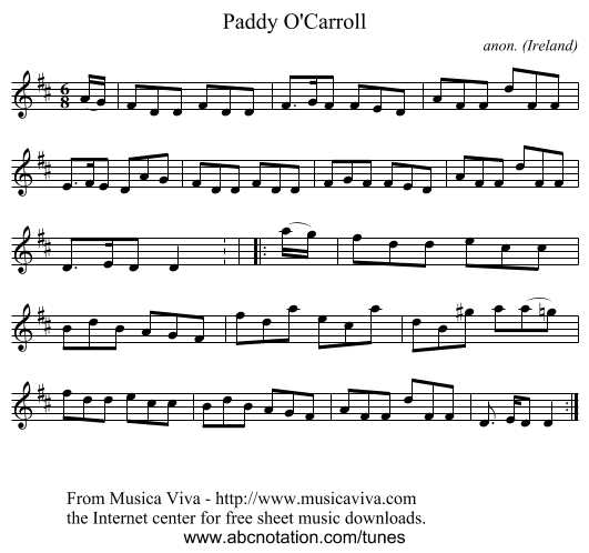 Paddy O'Carroll - staff notation