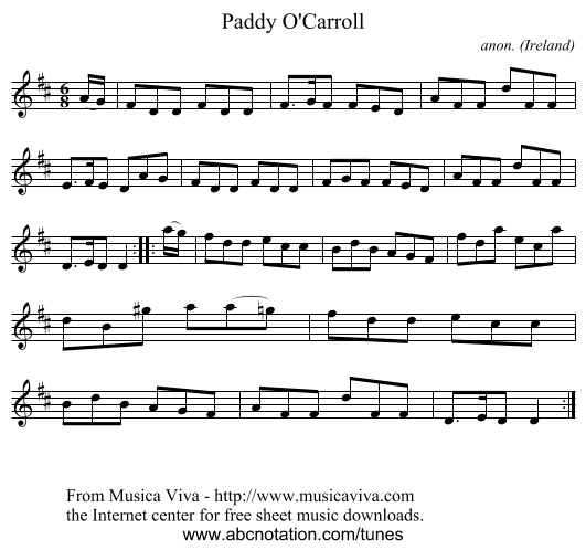 Paddy O'Carroll - staff notation
