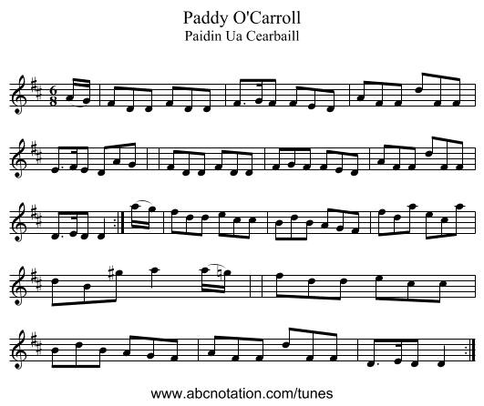 Paddy O'Carroll - staff notation