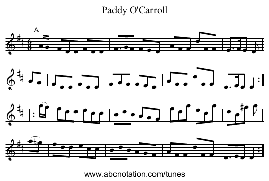 Paddy O'Carroll - staff notation