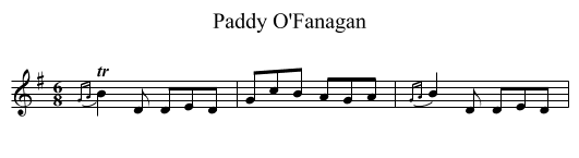 Paddy O'Fanagan - staff notation