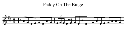 Paddy On The Binge - staff notation