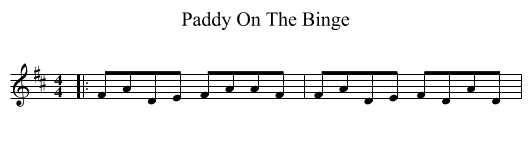 Paddy On The Binge - staff notation