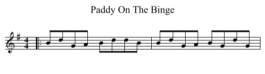 Paddy On The Binge - staff notation