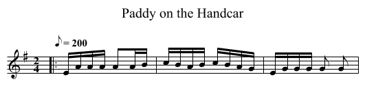 Paddy on the Handcar - staff notation