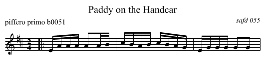Paddy on the Handcar - staff notation