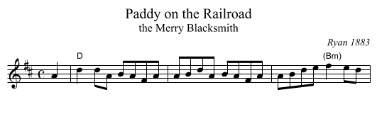 Paddy on the Railroad - staff notation