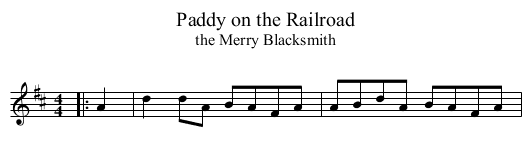 Paddy on the Railroad - staff notation