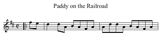 Paddy on the Railroad - staff notation