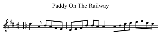 Paddy On The Railway - staff notation